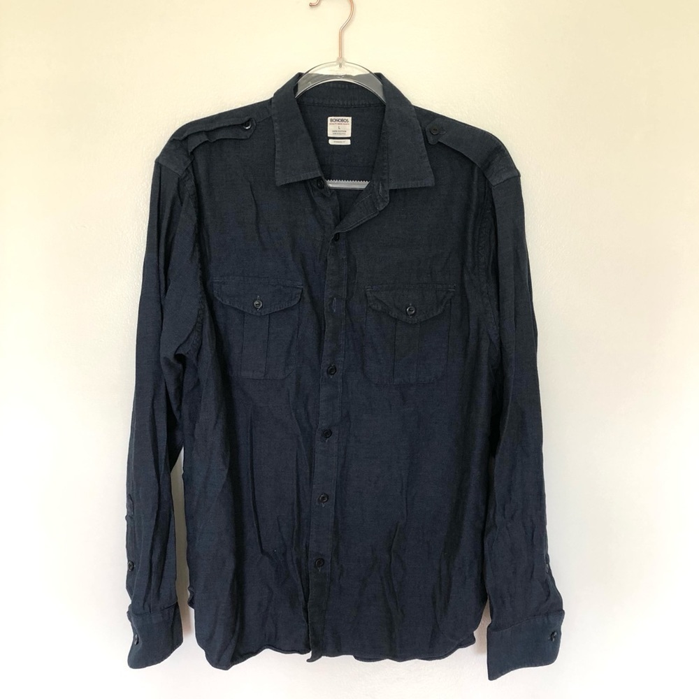 Bonobos Button Down Shirt Blue Cotton Large